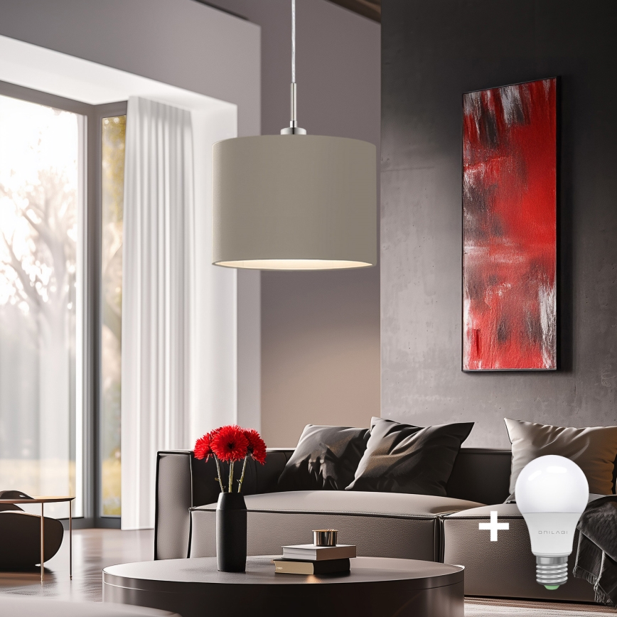 Eglo - LED Пендел TUNJA 1xE27/60W/230V taupe