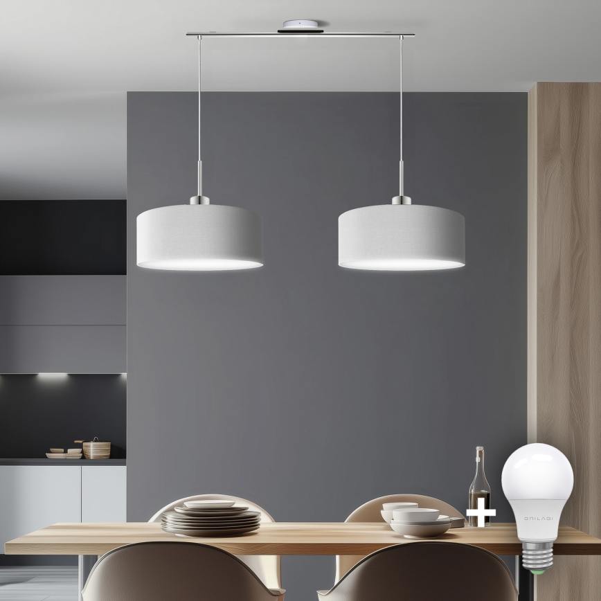 Eglo - LED Пендел TUNJA 2xE27/60W/230V бял