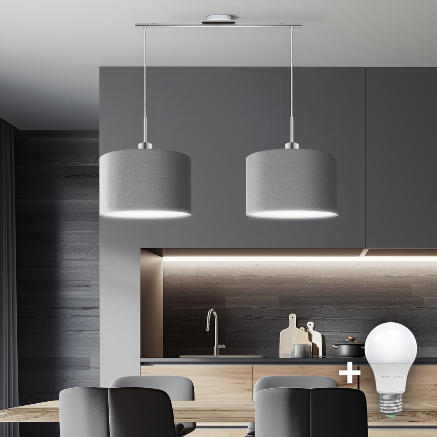 Eglo - LED Пендел TUNJA 2xE27/60W/230V сив