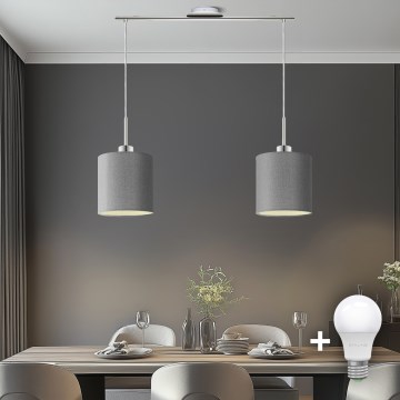 Eglo - LED Пендел TUNJA 2xE27/60W/230V сив