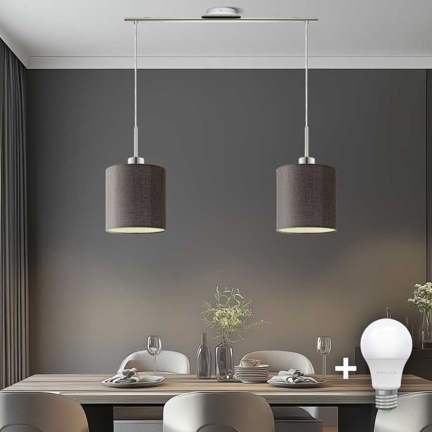 Eglo - LED Пендел TUNJA 2xE27/60W/230V кафяв