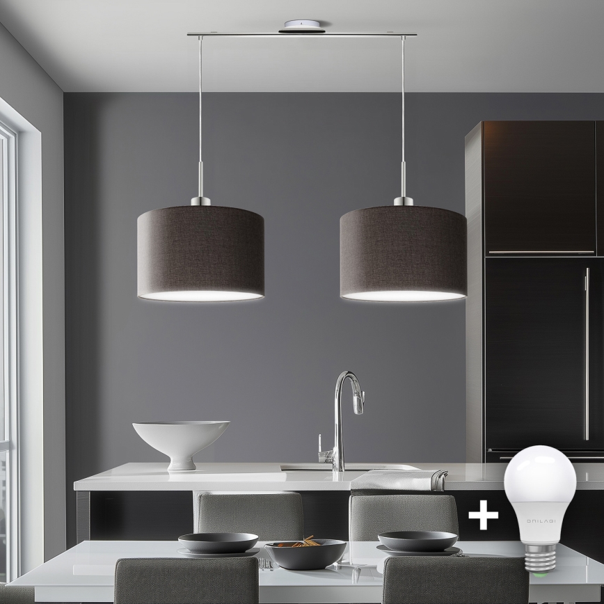 Eglo - LED Пендел TUNJA 2xE27/60W/230V кафяв