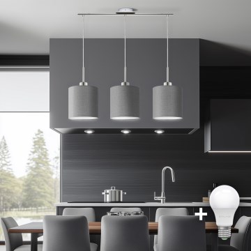 Eglo - LED Пендел TUNJA 3xE27/60W/230V сив