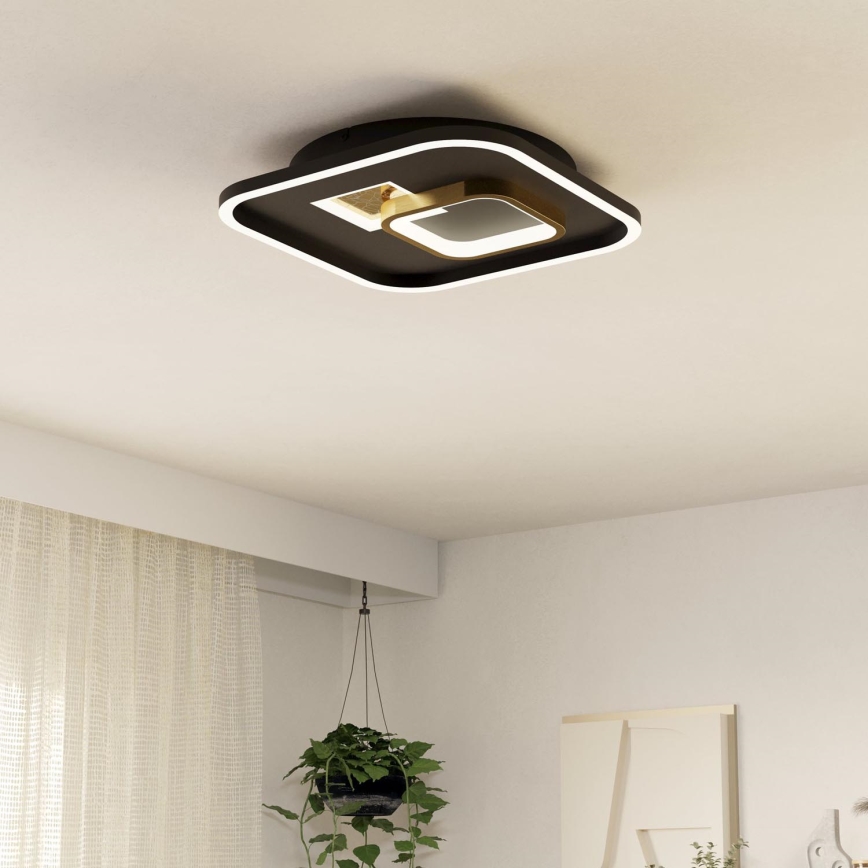 Eglo - LED Плафониера 1xLED/16,2W/230V + 1xLED/9,2W 38x38 см черен/златист