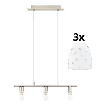 Eglo - LED полилей на кабел MY CHOICE 3xE14/4W/230V матов хром/бял