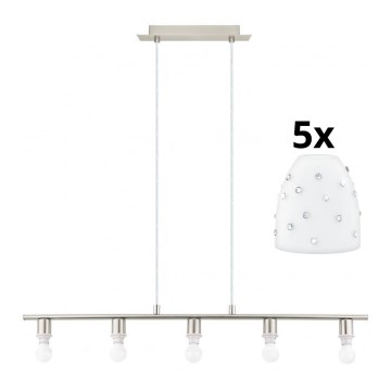 Eglo - LED полилей на кабел MY CHOICE 5xE14/4W/230V мат хром/бял