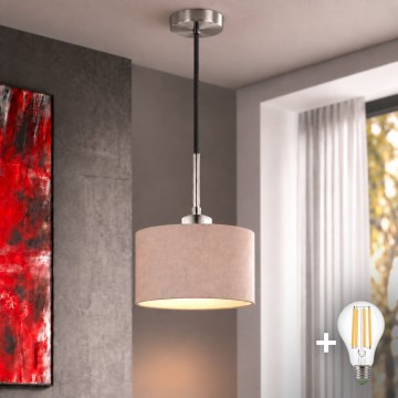 Eglo - LED полилей на кабел TUNJA 1xE27/60W/230V Ø 20 cm бежов/черен