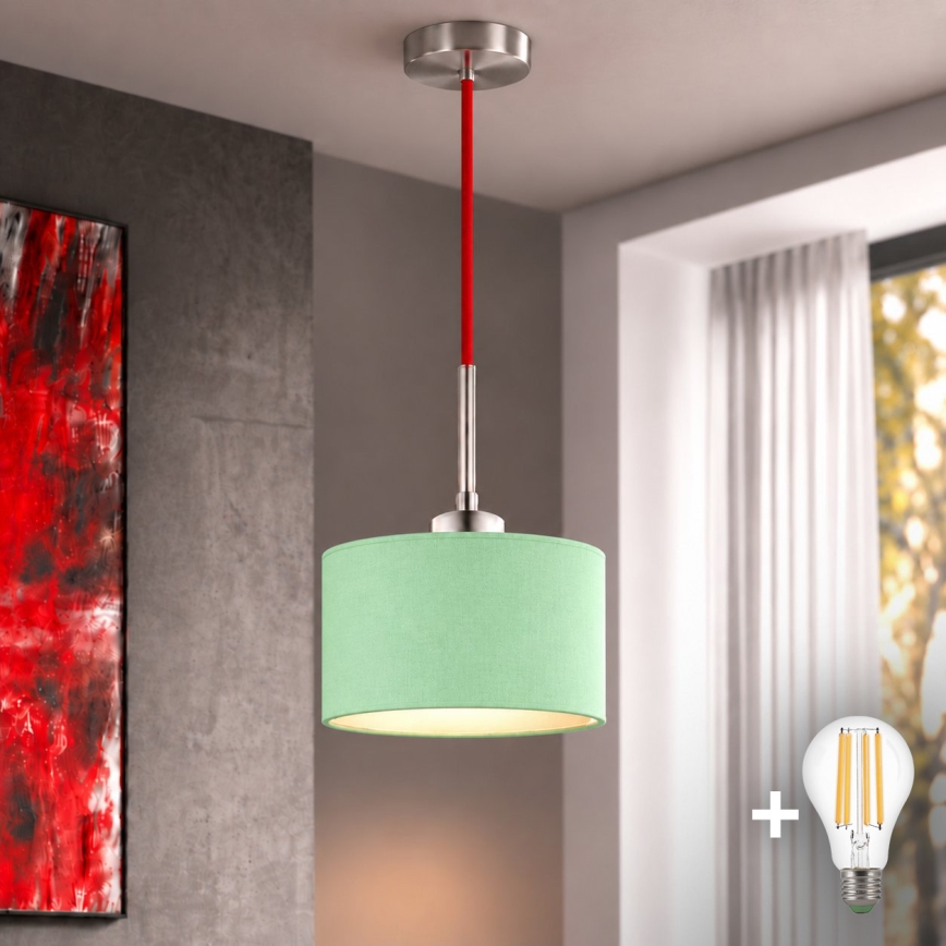 Eglo - LED полилей на кабел TUNJA 1xE27/60W/230V Ø 20 см зелен/червен