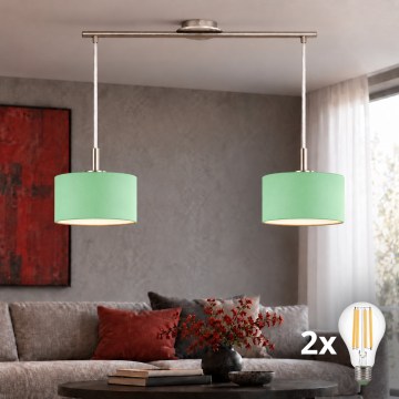Eglo - LED полилей на кабел TUNJA 2xE27/60W/230V матов хром/зелен