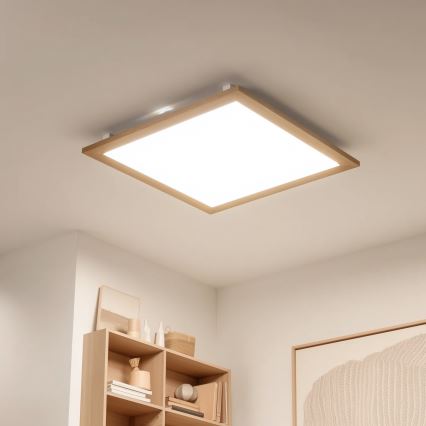 Eglo - LED панел за повърхностен монтаж SALOBRENA WOOD LED/31W/230V 64x64 cm кафяв