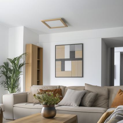 Eglo - LED RGB димируем повърхностно монтиран панел SALOBRENA-C WOOD LED/24W/230V 2700-6500K 49,5x49,5 см кафяв + дистанционно управление