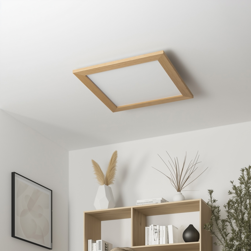 Eglo - димируем RGB LED панел за повърхностен монтаж SALOBRENA-C WOOD LED/40W/230V 2700-6500K 49,5x49,5 см, кафяв + дистанционно управление