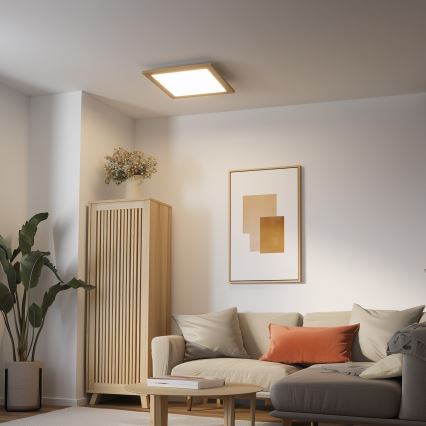 Eglo - димируем RGB LED панел за повърхностен монтаж SALOBRENA-C WOOD LED/40W/230V 2700-6500K 49,5x49,5 см, кафяв + дистанционно управление