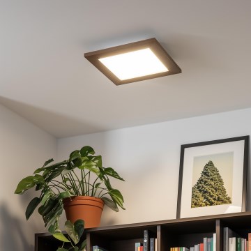 Eglo - LED RGBW Димируем панел за повърхностен монтаж SALOBRENA-C WOOD LED/16W/230V 2700-6500K 34x34 см тъмнокафяв + дистанционно управление
