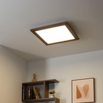 Eglo - LED RGBW Димируем панел за повърхностен монтаж SALOBRENA-C WOOD LED/21W/230V 2700-6500K 49,5x49,5 см тъмнокафяв + дистанционно управление