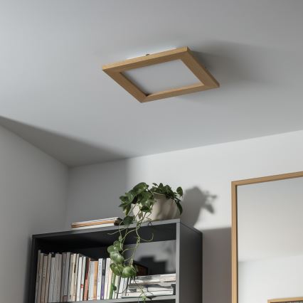 Eglo - LED RGBW димируем повърхностен панел SALOBRENA-C WOOD LED/16W/230V 2700-6500K 34x34 cm кафяв + дистанционно управление