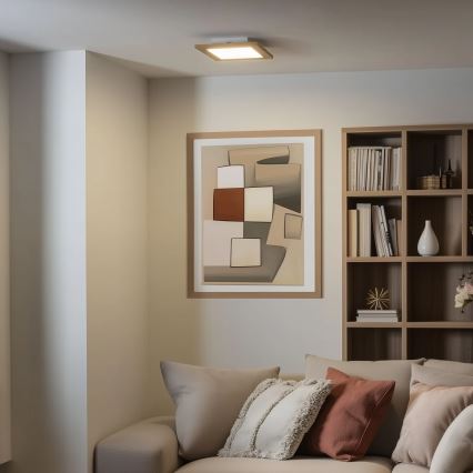 Eglo - LED RGBW димируем повърхностен панел SALOBRENA-C WOOD LED/16W/230V 2700-6500K 34x34 cm кафяв + дистанционно управление