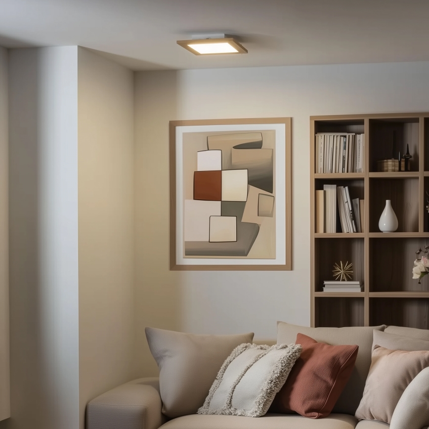 Eglo - LED RGBW димируем повърхностен панел SALOBRENA-C WOOD LED/16W/230V 2700-6500K 34x34 cm кафяв + дистанционно управление