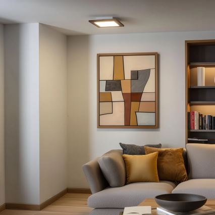 Eglo - LED RGBW димируем повърхностно монтиран панел SALOBRENA-C WOOD LED/16W/230V 2700-6500K 34x34 cm кафяв + дистанционно управление