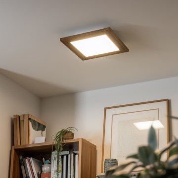 Eglo - LED RGBW димируем повърхностно монтиран панел SALOBRENA-C WOOD LED/16W/230V 2700-6500K 34x34 cm кафяв + дистанционно управление