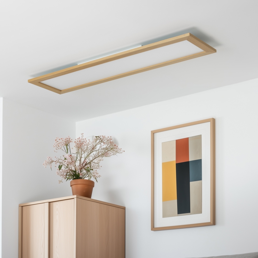 Eglo - LED RGBW Димируем за повърхностен монтаж/за вграждане panel SALOBRENA-C WOOD LED/34W/230V 2700-6500K 34x124 см кафяв + дистанционно управление