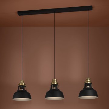 Eglo - Пендел 3xE27/40W/230V черен/златист
