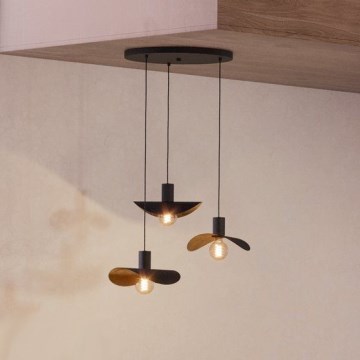 Eglo - Пендел 3xE27/40W/230V черен/златист