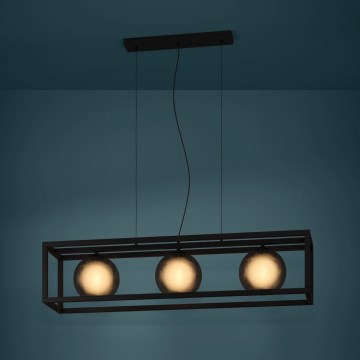 Eglo - Пендел 3xE27/40W/230V опушен/черен