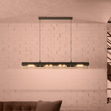 Eglo - Пендел 4xE27/40W/230V черен/златист