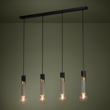 Eglo - Пендел 4xE27/40W/230V черен/златист