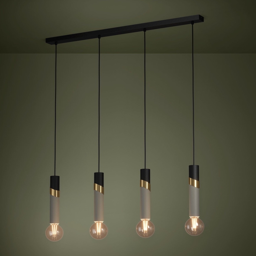 Eglo - Пендел 4xE27/40W/230V черен/златист