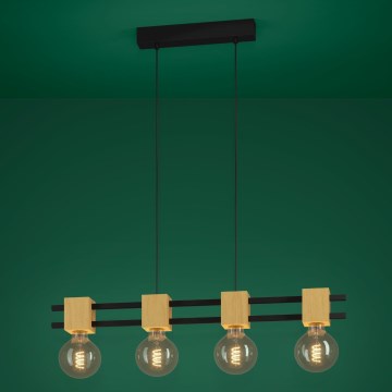 Eglo - Пендел 4xE27/40W/230V черен/кафяв