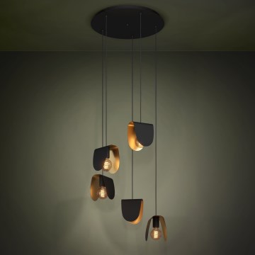 Eglo - Пендел 5xE27/40W/230V черен/златист