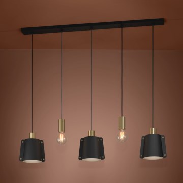 Eglo - Пендел 5xE27/40W/230V черен/златист