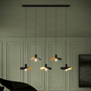 Eglo - Пендел 5xE27/40W/230V черен/златист
