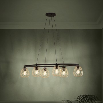 Eglo - Пендел 6xE27/40W/230V черен/златист
