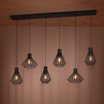 Eglo - Пендел 6xE27/40W/230V черен