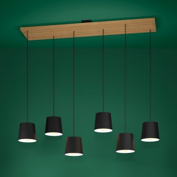 Eglo - Пендел 6xE27/40W/230V черен/кафяв