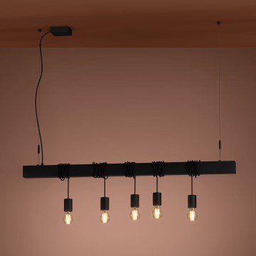 Eglo - Пендел TOWNSHEND 5xE27/40W/230V черен