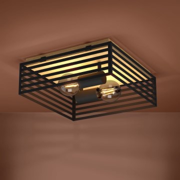 Eglo - Плафон 2xE27/40W/230V черен/кафяв