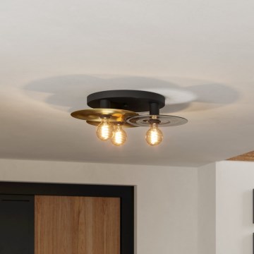 Eglo - Плафон 3xE27/40W/230V златист/черен