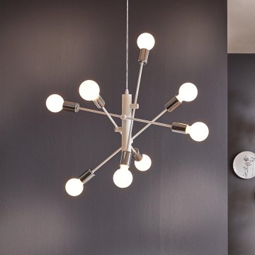 Eglo - Полилей на верижка 8xE27/60W/230V бяла