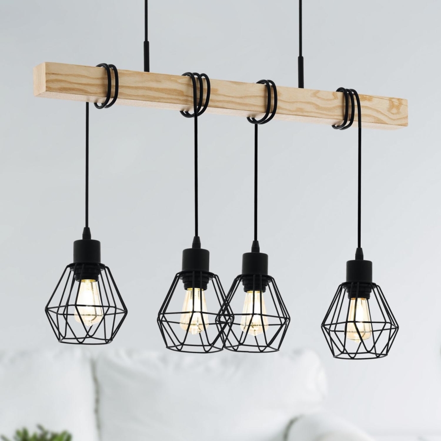 Eglo - Полилей на верижка TOWNSHEND 4xE27/60W/230V basket