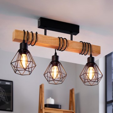 Eglo - Полилей за повърхностен монтаж TOWNSHEND 3xE27/60W/230V бор