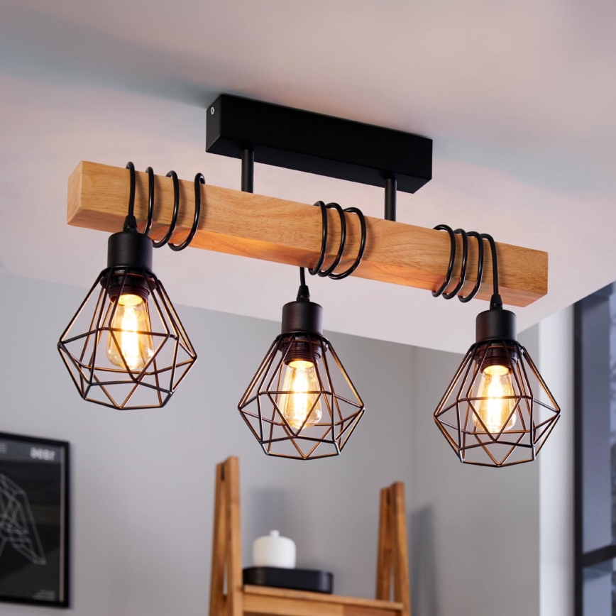 Eglo - Полилей за повърхностен монтаж TOWNSHEND 3xE27/60W/230V бор