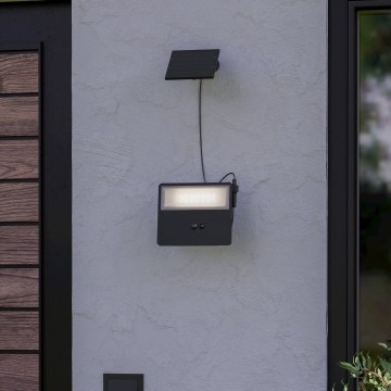 Eglo - Соларно LED стенно осветително тяло със сензор LED/6,7W/3,7V 2400 mAh IP44 черно