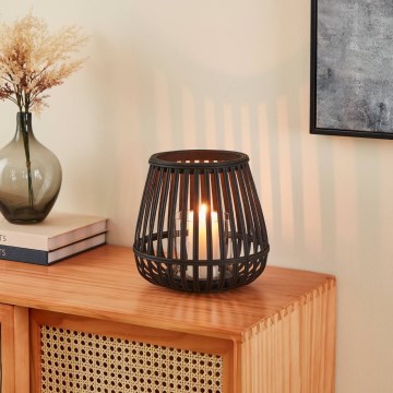 Eglo - Свещник 20x22 см черен/бамбук