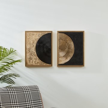 Eglo - К-кт 2x Рисуване върху платно 43x33 см черен/златист