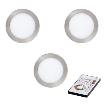 Eglo - К-кт 3 бр. LED димируеми лунички за вграждане TINUS LED/17W/230V + дистанционно управление