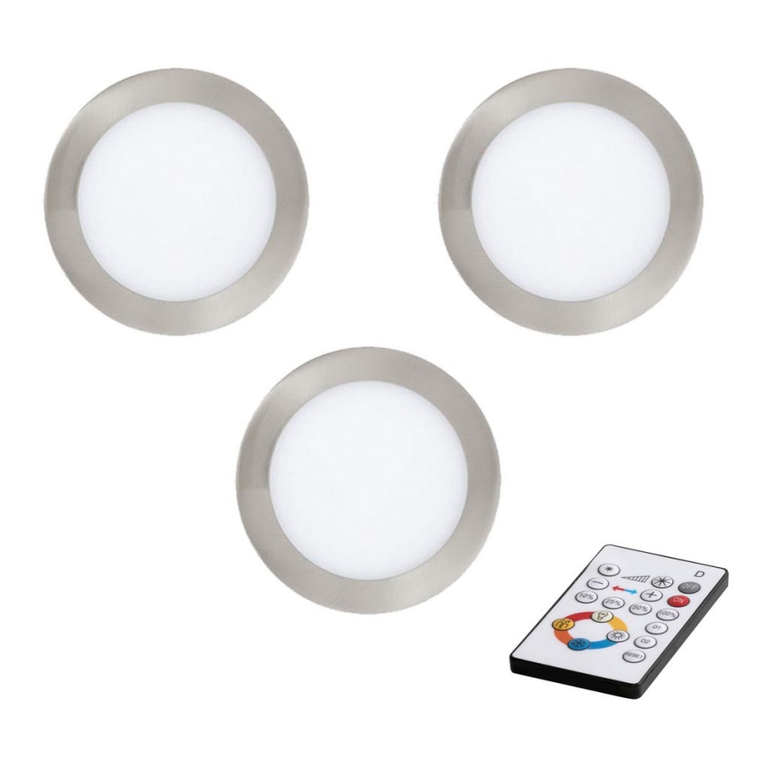 Eglo - К-кт 3 бр. LED Димируеми лунички за вграждане TINUS LED/6W/230V + дистанционно управление